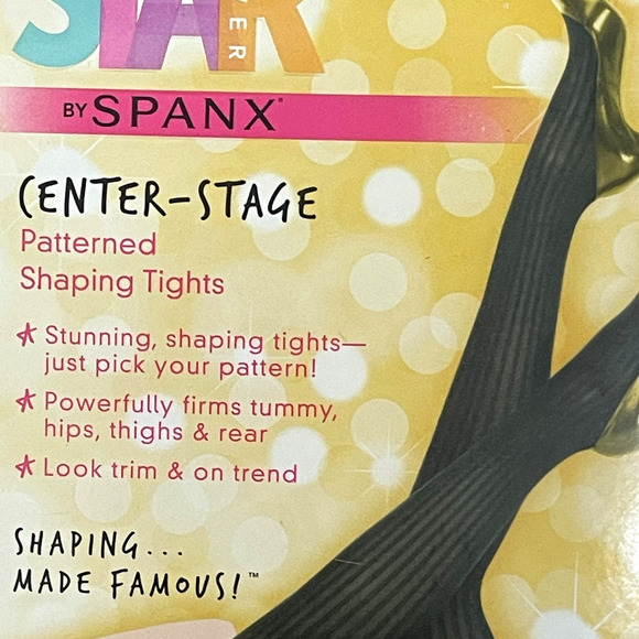 Star Power Spanx Center Stage Patterned Shaping Tights Ribbed Row Bkdrop Black D - Picture 6 of 7